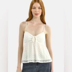 No Boundaries Size Medium White Lace Baby Doll Top New ^